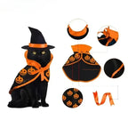 Halloween Pet Costume for Cats Breathable Soft Cute Pet Clothes Cloak Shape Pumpkin Pattern Harness Costume Cat Dog Cosplay Tool