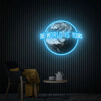 The World Is Yours Led Neon Sign Pop Art Custom Globe LED Light Motivational Wall Decor for Man Cave Bar Office