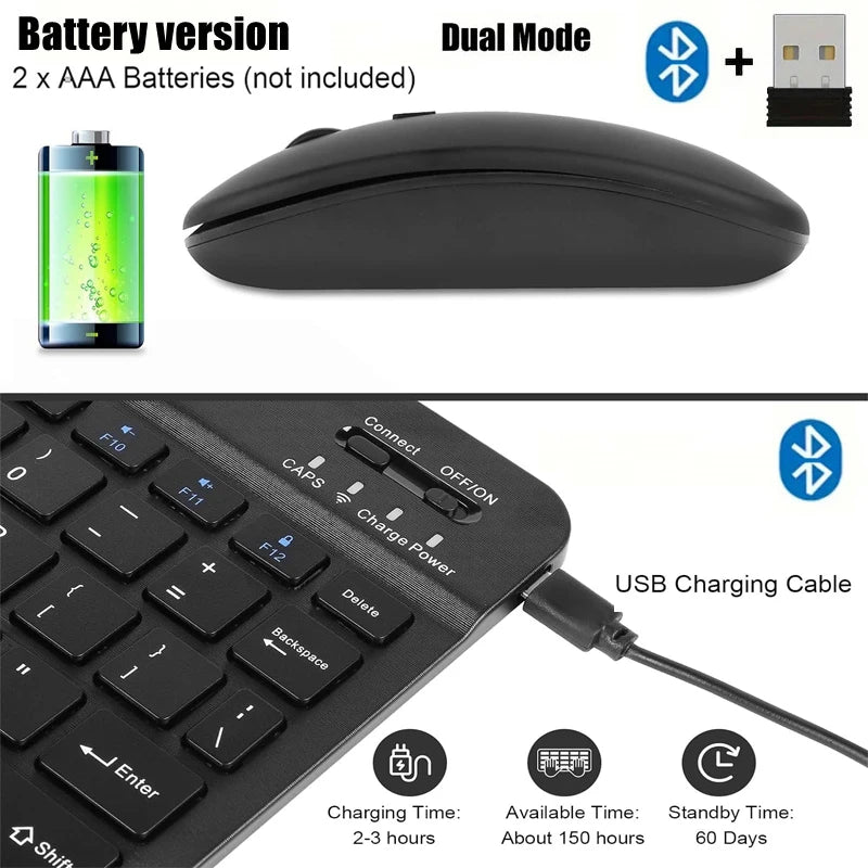 Wireless Mouse Dual Modes Bluetooth-compatibl 2.4G Portable Office Mouse for Laptop Notebook PC MacBook Battery Gaming Mouse