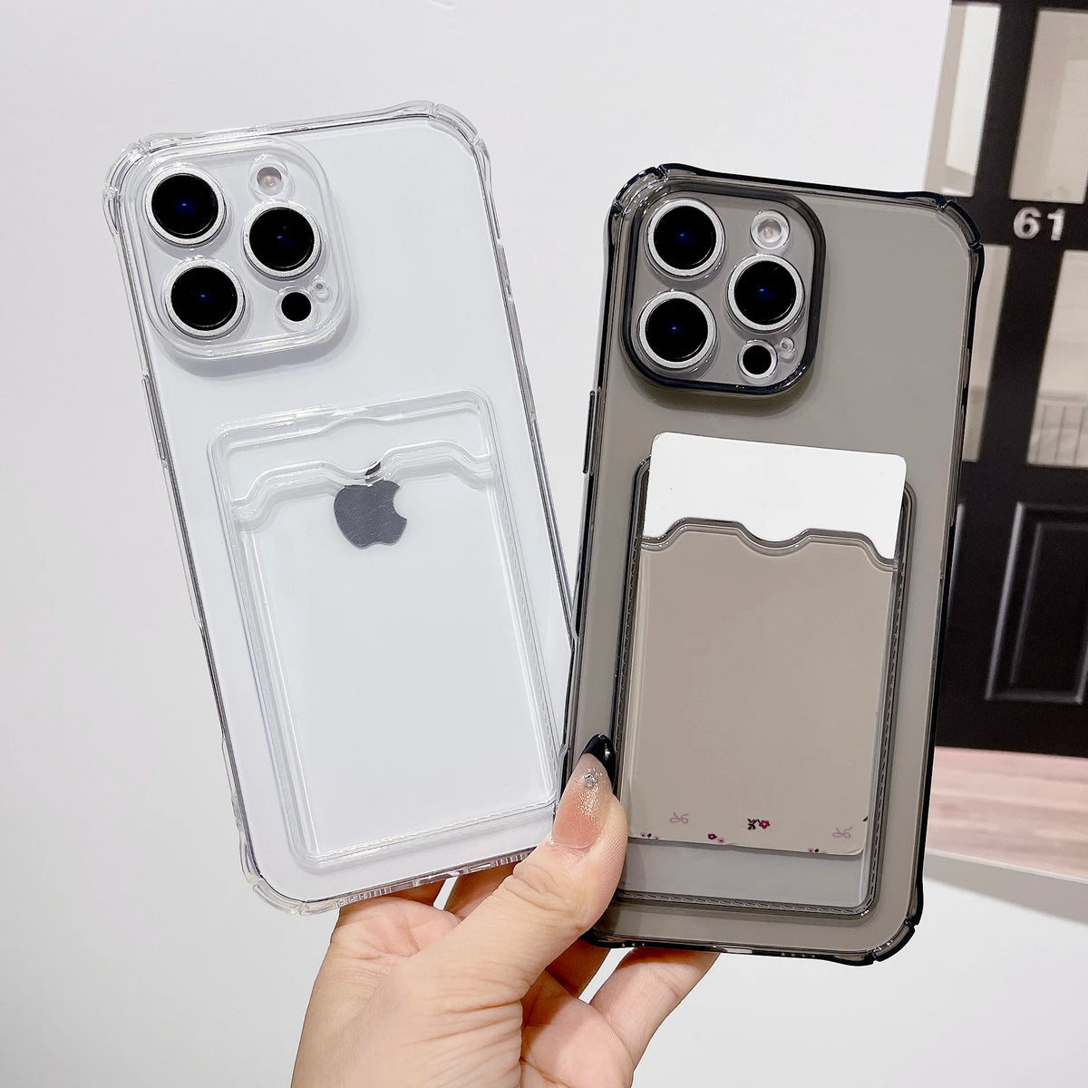 Shockproof Card Slot Pocket Phone Case For iPhone 18 17 16 15 14 13 12 11 Pro Xs Max 6 7 8 Plus Air 17e 16e Clear Wallet Cover