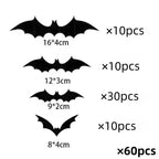 DIY Halloween Bat Decoration 3D PVC Bat Wall Sticker Black Bat Wallpaper Halloween Real Horror Prop
