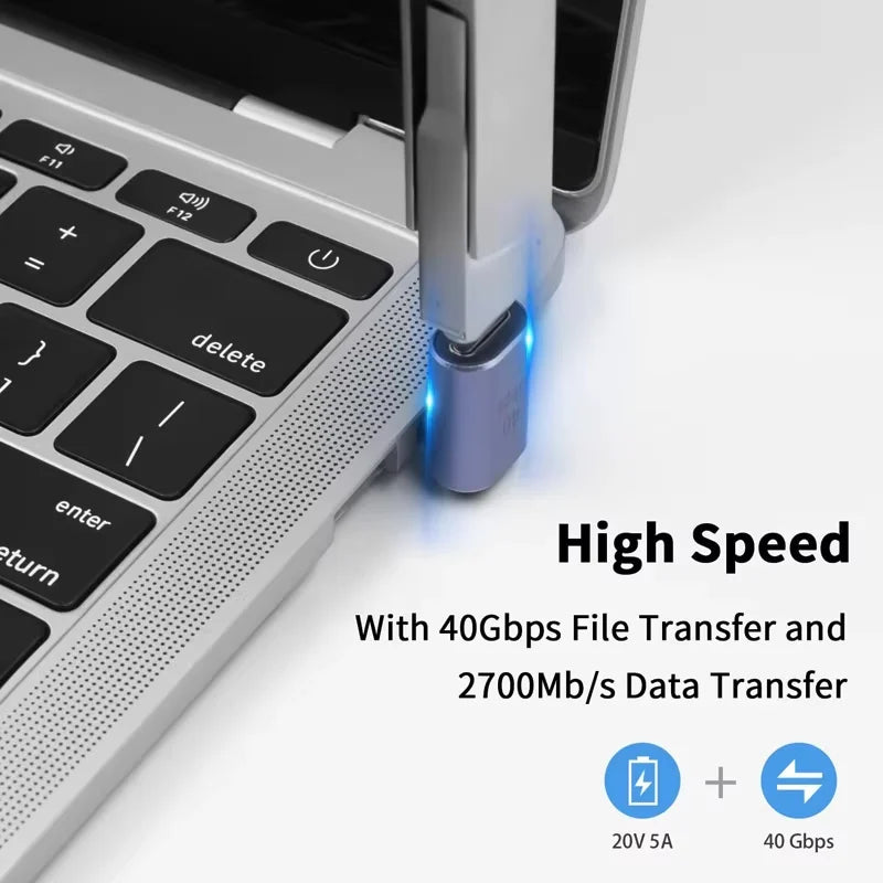 USB4.0 40Gbps OTG Type C 90 Degree Adapter 100W 5A USB C to Type C Fast Charging Converter USB C Data Adapter For Macbook 8K60HZ