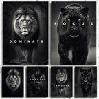 Animal Motivation Poster Panther Lion Motivational Canvas Posters Prints Canvas Painting Focus Conquer Fearless Mural Wall Decor