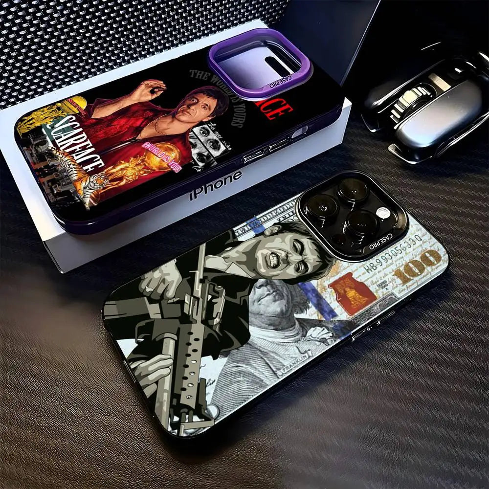 Classic S-Scarface Film Tony For IPhone 11 12 13 14 15 16 17 Pro Max Plus Colorful Black Matte Phone Cover