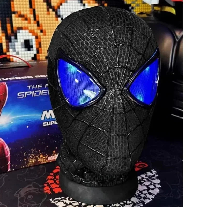 In Stock Miles Spider-Man 1:1 Scale Electronic Mask With Moving Glowing Eyes Ring Control Cosplay Toy Gift For Boys Gift