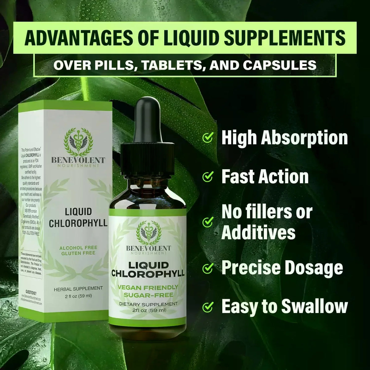 Liquid Chlorophyll Drops (4 Month Supply) Healthcare Supplement - Natural Deodorant and Detox - Gut Support Healthcare Liver
