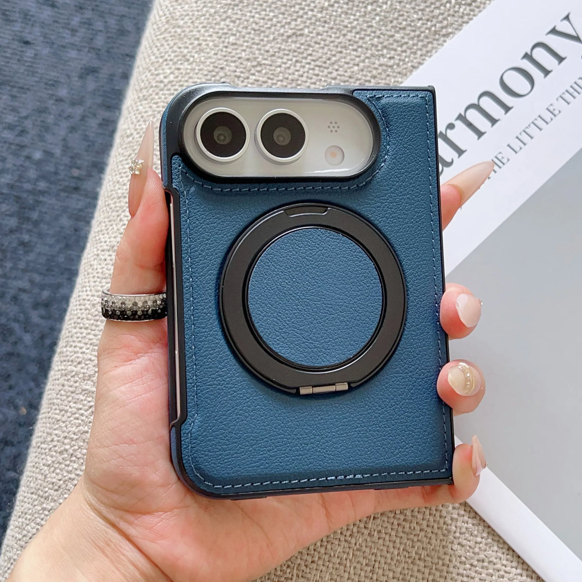 360° Rotating Bracket Magnetic Case For iPhone Duo For Magsafe PU Leather Shockproof Cover Funda