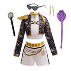 Kids Korean Singer Dance Costume Set Halloween Carnival Cosplay Outfit Girls Stage Performance Role Play Clothes