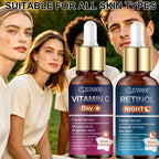 JUINHOU 2Pcs Day & Night Face Serum Set Vitamin C Retinol Hydrating Glowing Skin Make Skin Smoother And Firmer Daily Facial Care