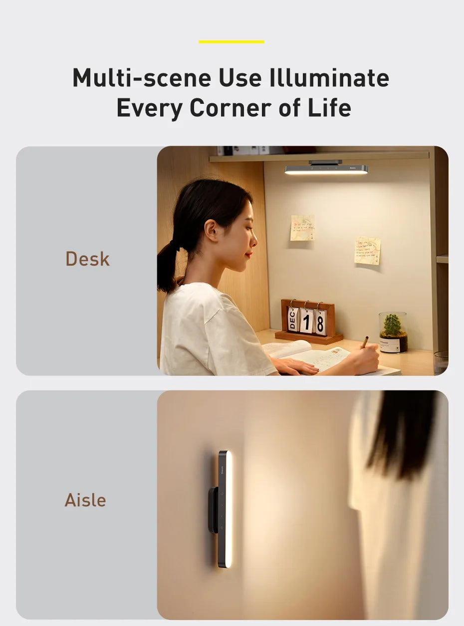 Baseus Desk Light Magnetic Hanging Table Lamp Rechargeable LED Stepless Dimming Desk Lamp Read Study Work Eye Protection Light