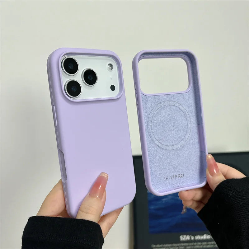 Magnetic Liquid Silicone Case for iPhone 18 17 Pro 17 Pro Max 16 15 14 For Magsafe Big Camera Hole Cover Shockproof Protective