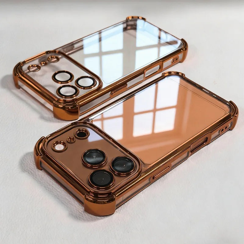 Luxury Buffer Impact Shockproof Plating Transparent Phone Case For iPhone 18 17 16 15 14 13 12 11 Pro Max 16Plus Air Clear Cover