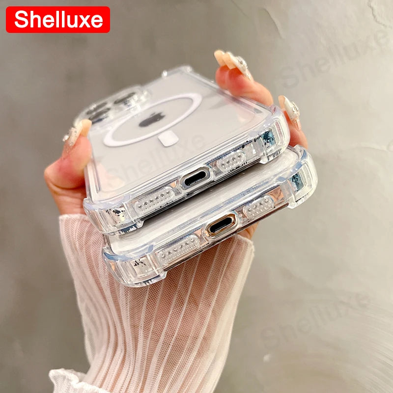 For IPhone17 IPhone18 ProMax Transparent Armour Magnetic Case Shelluxe For iPhone 18 17 Pro Max 17Air Cases Luxury Corners Cover