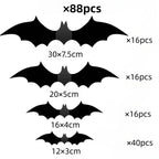 DIY Halloween Bat Decoration 3D PVC Bat Wall Sticker Black Bat Wallpaper Halloween Real Horror Prop