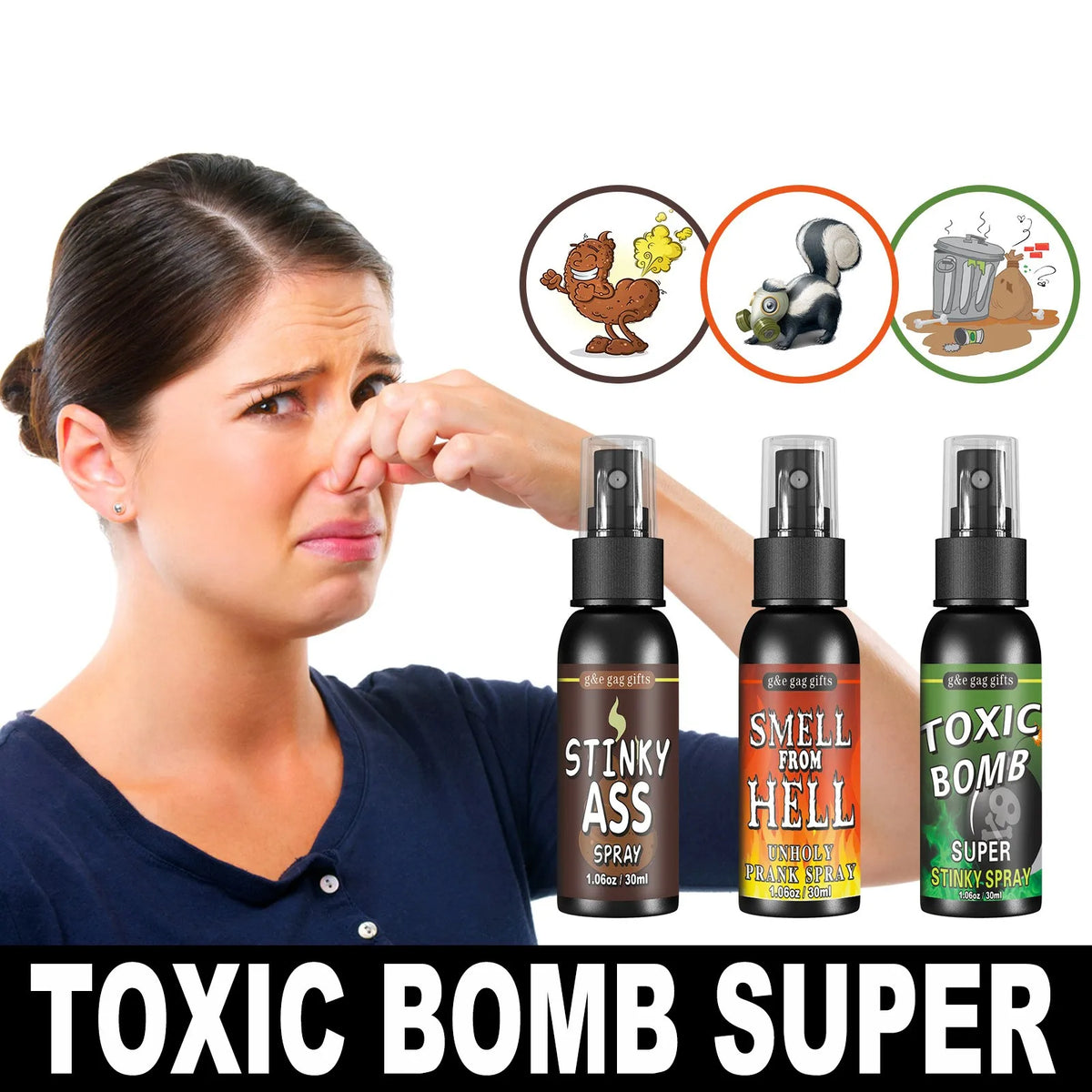 30ml Poop Spray Creative Liquid Fart Gag Prank Joke Spray Funny Toy Non-Toxic Stink Bombs Extra Strong Smelly Stinky Gas Spray