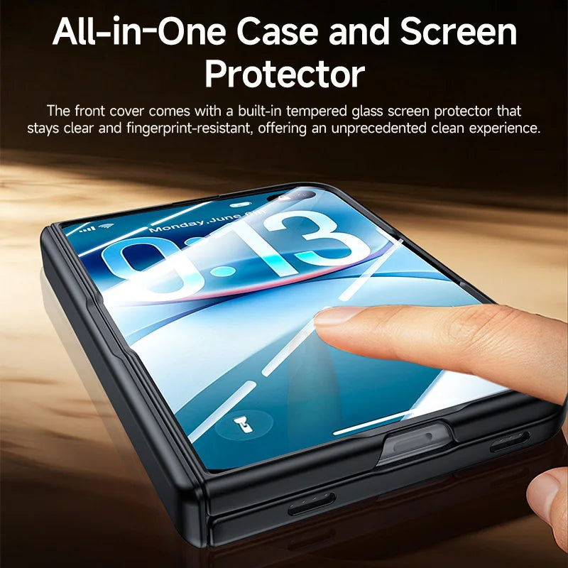 For iPhone Duo Case Luxury Matte Skin-Friendly Folding Hinge With Tempered Film Shockproof Hard Back Cover For iPhone 18 Fold