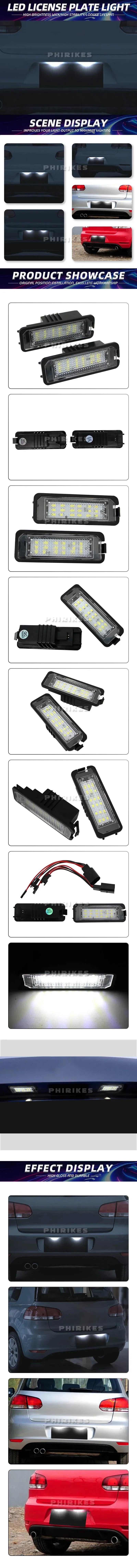 12V Car License Plate Lights LED Lamp Auto Accessories for VW Golf 4 5 6 7 MK4 MK7 Passat CC Scirocco Skoda Seat Leon Ibiza
