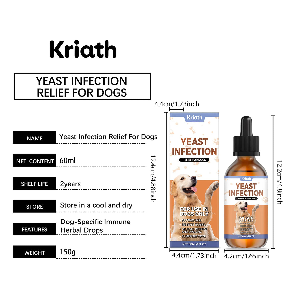 Kriath Dog Supplement Drops Promote Nutrient Absorption Improve Immune Defense Ability Gentle Formula Dog Oral Liquid Supplement