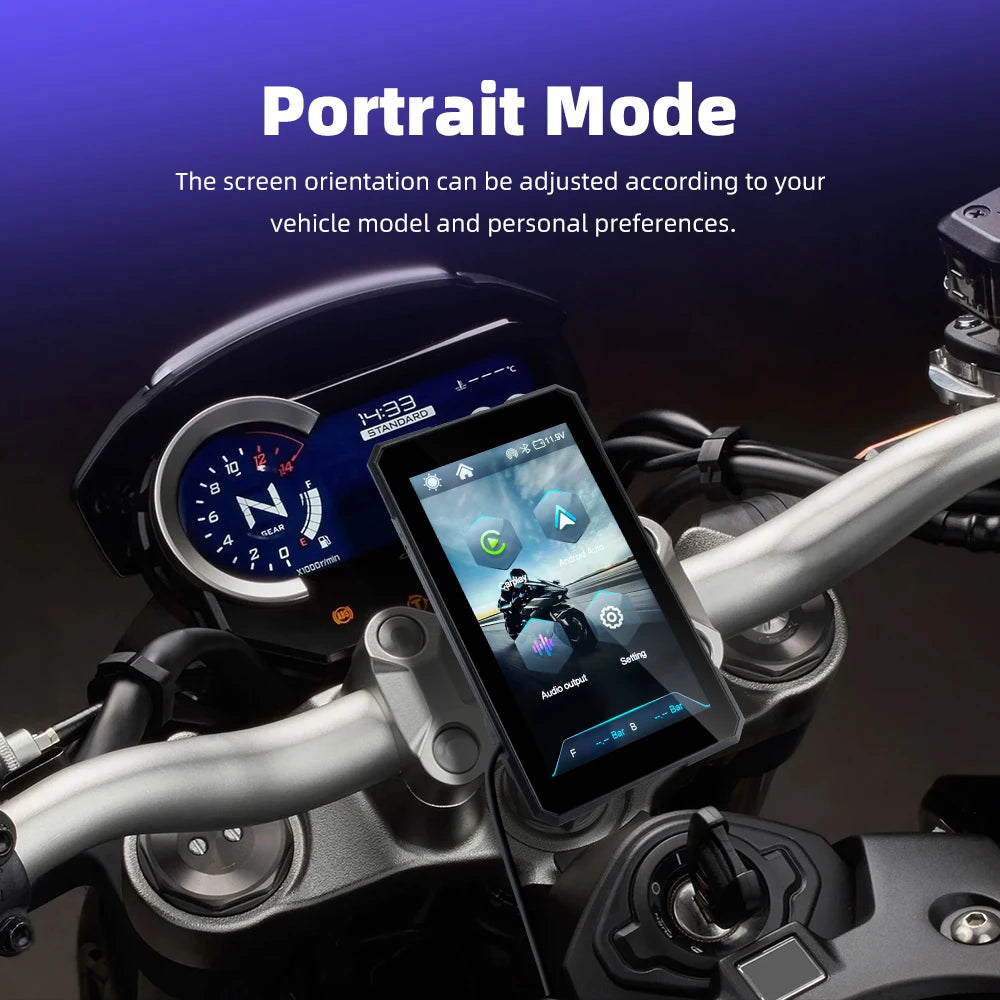 EKIY 5.0 inch Wireless CarPlay Moto Android Auto Portable Digital Motorcycle Dashboard GPS Navigation Removable Display Screen