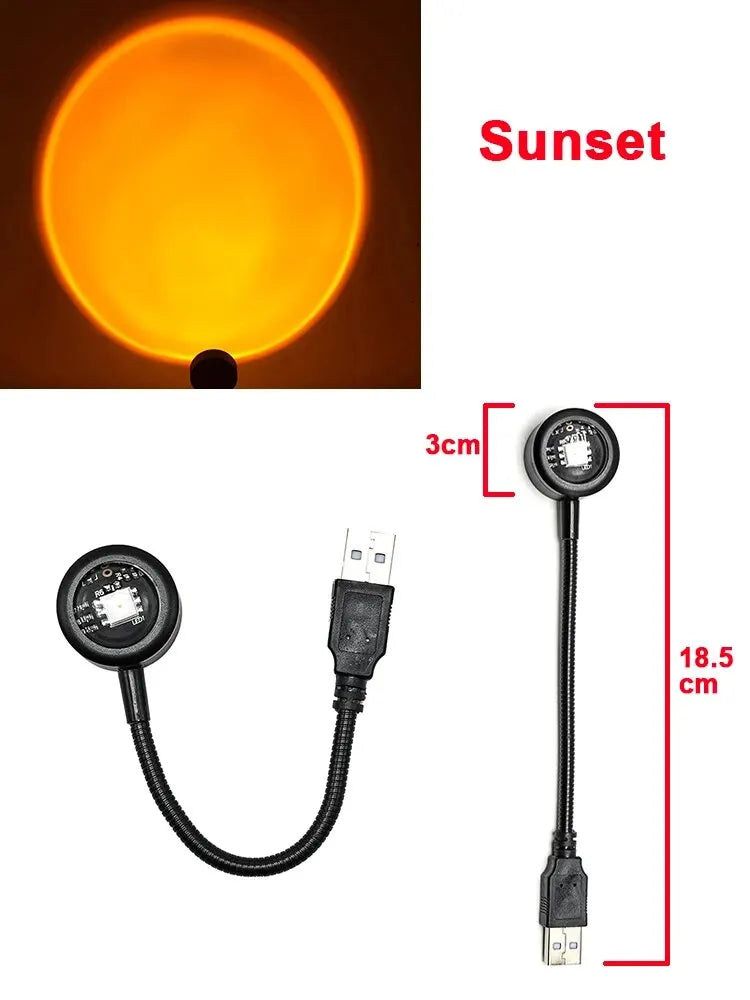 MeeToo USB Sunset Mood Lamp Led Projector Neon Night Light for Living Room Decor Bedroom Background Photography Wall Atmosphere