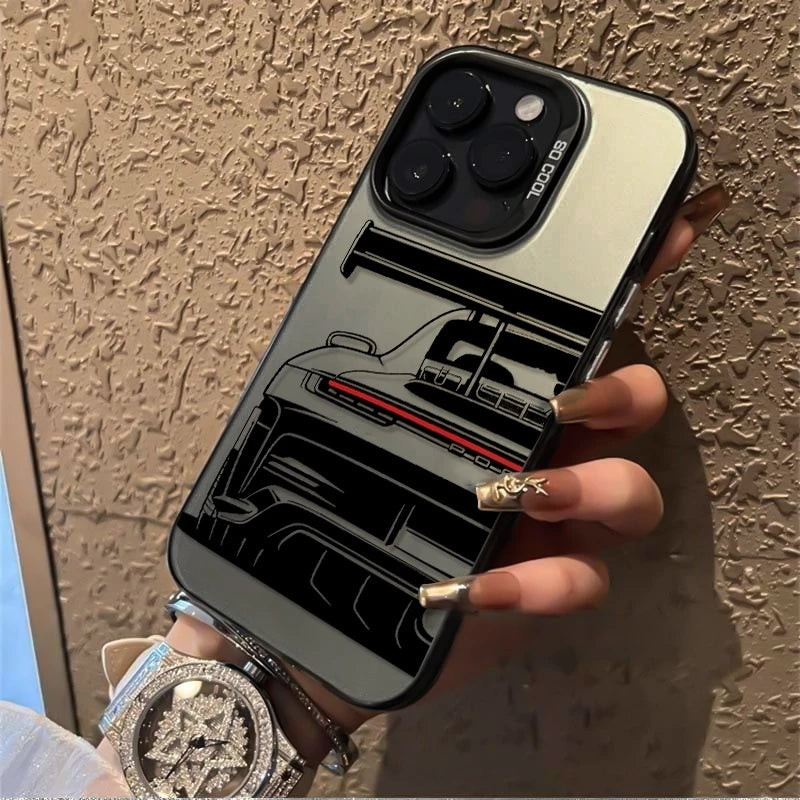 Trendy Sports Car Line Art Phone Case For iPhone 17 Pro Max 16 15 14 Pro 13 12 11 XS XR X 8 7 16 Plus 17E Shockproof Laser Cover