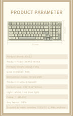 Ajazz AK992 Wired Mechanical Keyboard 98-Key Full Layout  Hot-Swap USB Gaming keyboard Multimedia Key Knob for Desktop PC Laptop