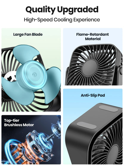 TOPK 4" Portable USB Mini Fan – 3 Speeds, 360° Adjustable, Ultra Quiet