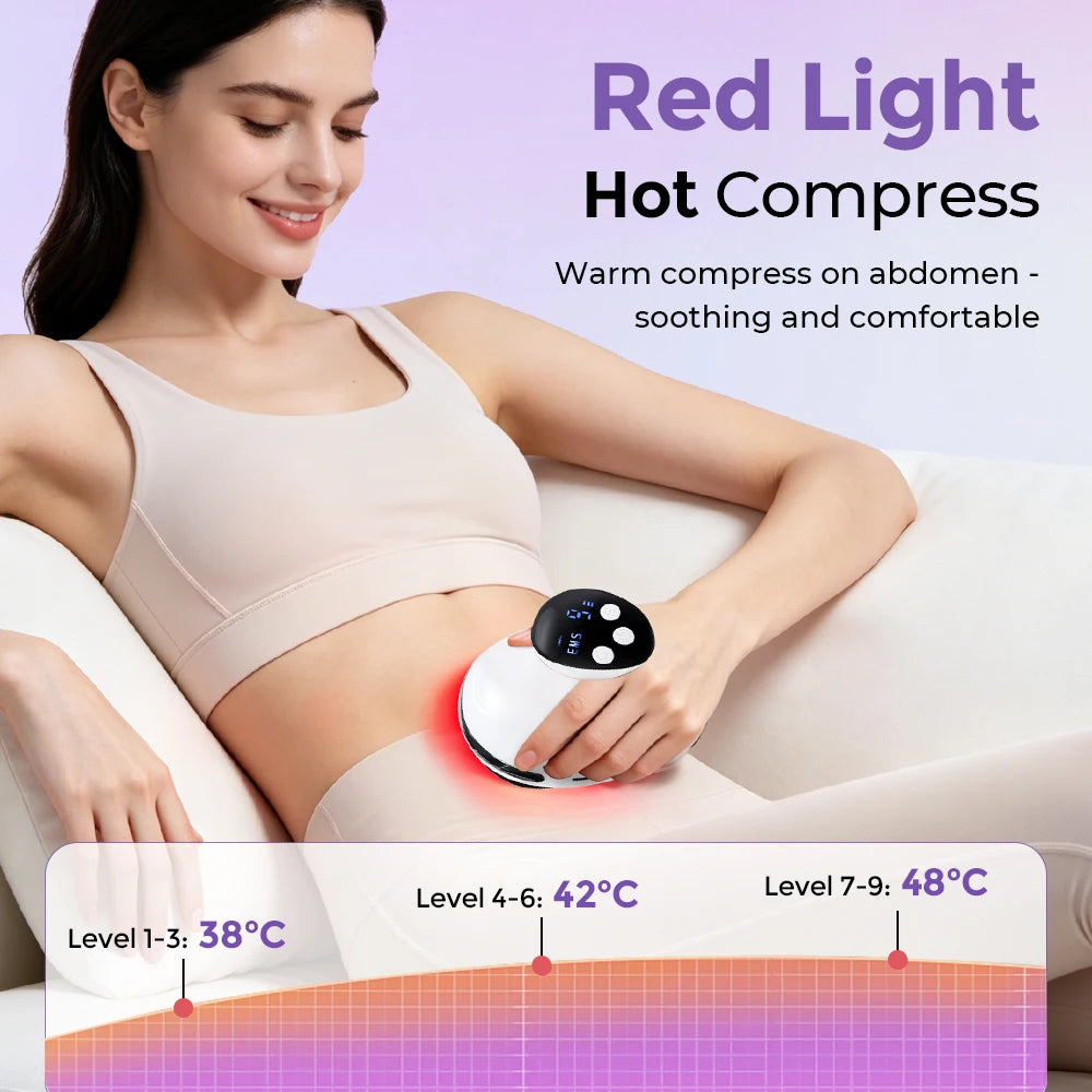 Electric Cupping Gua Sha Massager, 9-Level Suction Lymphatic Drainage Device, Red Light Heat Body Scraper Back Neck Shoulder