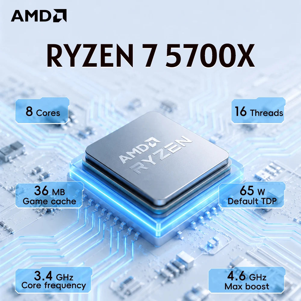 AMD R7 5700x 4.6GHz 8-Core 16-Thread New Ryzen 7 5700x Gaming CPU Processor 7NM L3=32M 100-000000926 Socket AM4 DDR4 but no without fan