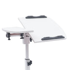 Mobile Laptop Desk with Wheels Height Adjustable Overbed Table, 180 Tiltable Bedside Computer Stand with Safety Edge Stopper, Carbon Steel Rolling Notebook Tray for Home Office Sofa Bed, White Bedroom Furniture