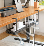 Retractable No Drill Clamp On Under Desk Cable Tray Metal Power Strip Wire Organizer Router Cord Storage Holder