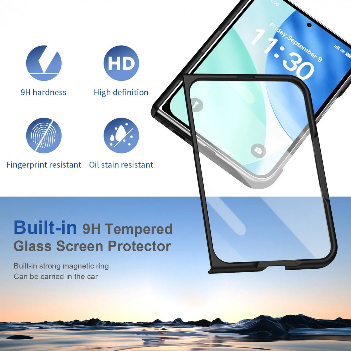For iPhone DUO Case for Magsafe Magnetic Wireless Charging Case for iPhone DUO 18 Fold Built-in Screen Protector Frosted Cover