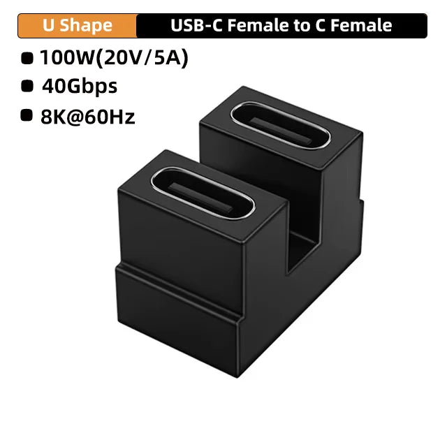 USB4.0 40Gbps OTG Type C 90 Degree Adapter 100W 5A USB C to Type C Fast Charging Converter USB C Data Adapter For Macbook 8K60HZ