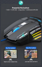 4-Keys Gaming Wired Optical Mouse RGB Backlit 3200DPI Adjustable Ergonomic Design Gamer Mouse For PC Computer Laptop Tablet