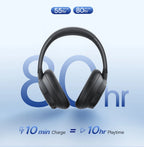 Baseus EH10 NC ANC Wireless Headphones 45dB Adaptive Hybrid Noise Cancelling Headsets Hi-Res LDAC Headphone Bluetooth 6.0 80Hrs