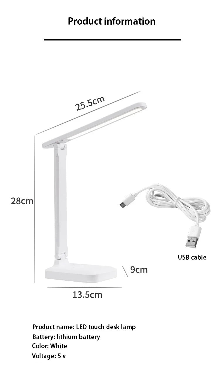 Table Lamp Eyes Protection Touch Dimmable LED Light Student Dormitory Bedroom Reading USB Rechargable Desk Lamp Special Gift