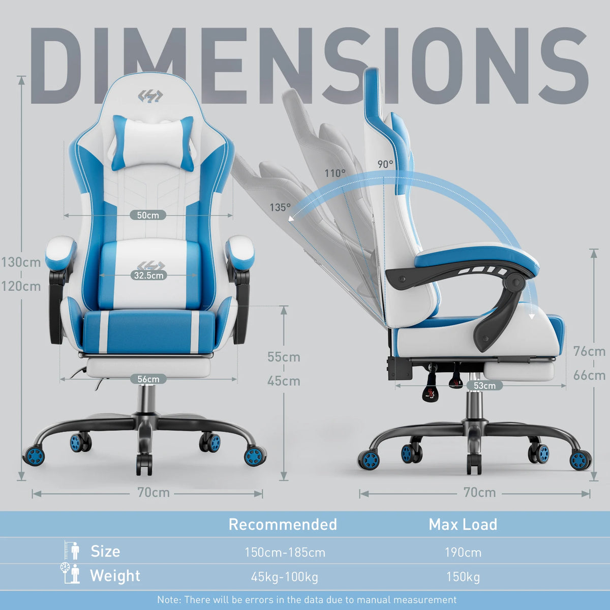 NEBMAAX Ergonomic Gaming Chair with Footrest Massage Function PU Leather Office Chair for Adults Swivel Computer Chair with Headrest And Lumbar Support