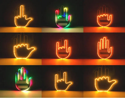 Car Gesture Light with Remote Control – Funny LED Palm Light for Road Rage Reactions