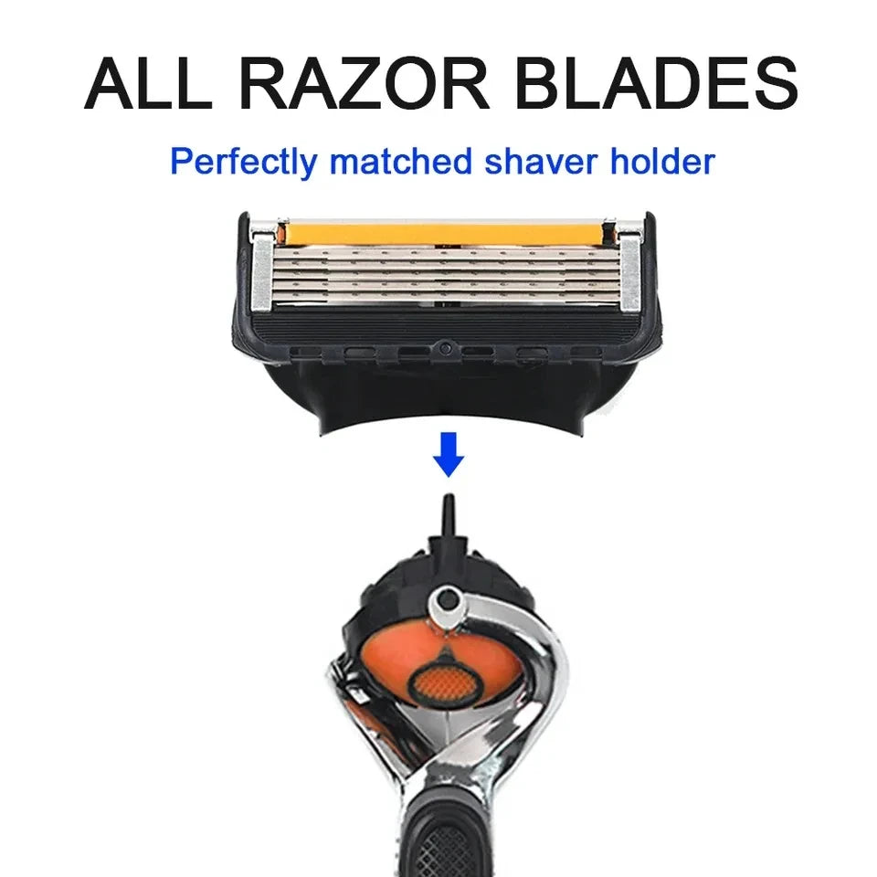 5-Layer Replaceable Safety Blades, Men's Manual Razor, Stainless Steel Blades, Suitable for Daily Facial Cleaning and Care
