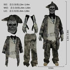 Kids & Adults Zombie Cosplay Costume, Scary Horror Bloody Skeleton  Outfit with Mask Gloves, Halloween Carnival Fancy Dress