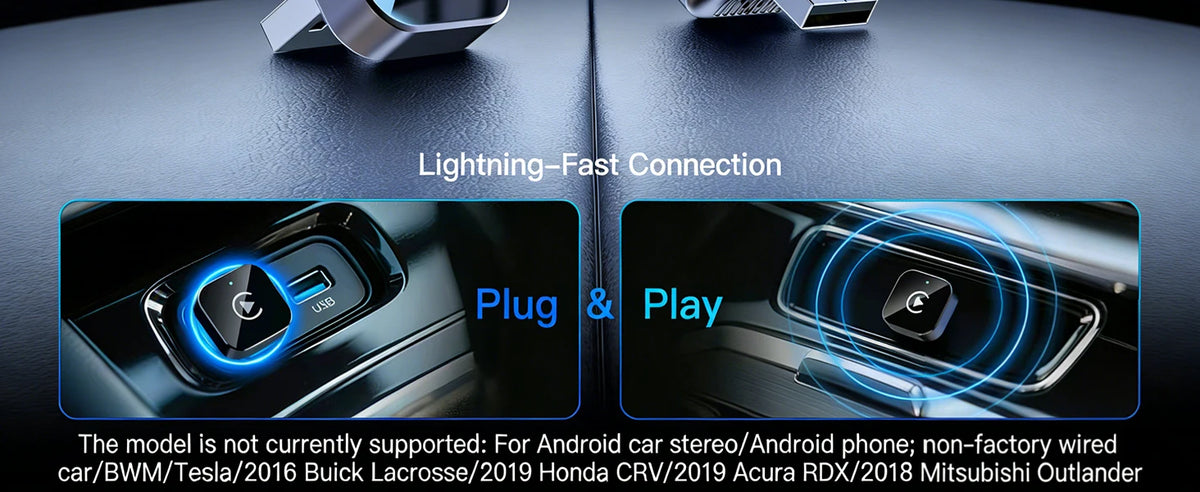 (2026 Upgraded) Wireless CarPlay Adapter for Apple iPhone＆Android, Small Size,Plug and Play,Fast and Stable Connection Wireless