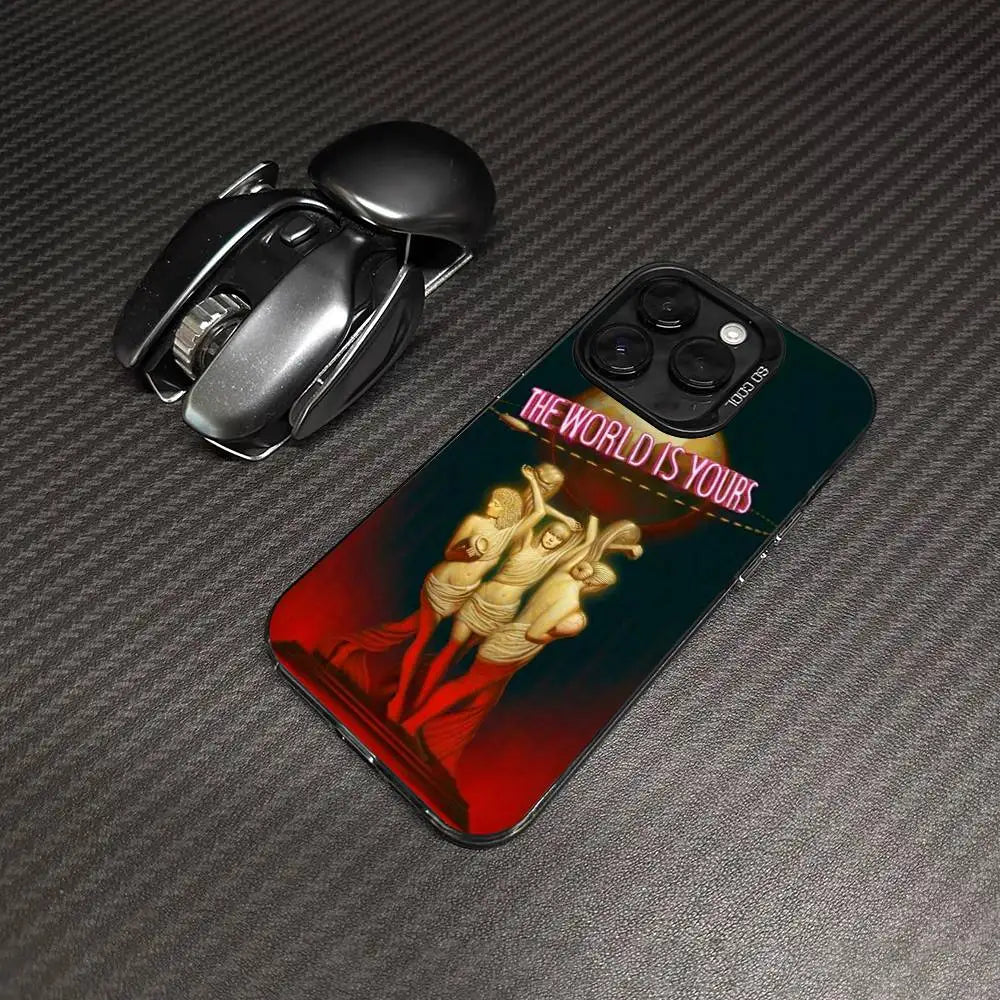 Classic S-Scarface Film Tony For IPhone 11 12 13 14 15 16 17 Pro Max Plus Colorful Black Matte Phone Cover