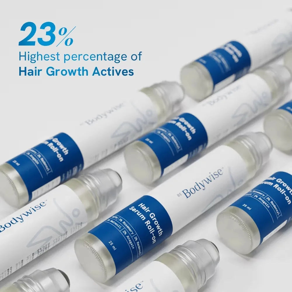 Anti-Hair Fall Growth Serum Roll-On 25ml Be Bodywise Rosemary Advanced Hair Growth Increases Density Hair Roller Essence Massage