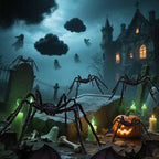 Giant Black Plush Spider Halloween Decoration 30-200cm Horror Haunted House Props Indoor Outdoor Party Scary Decor