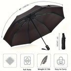 8-Rib Automatic High Quality Umbrella - One-Touch Open/Close, Compact Foldable Design for Men & Women, Navy & Black, Business &