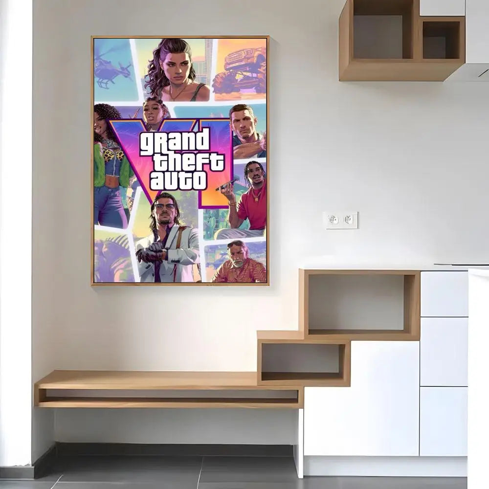 Hot Game G-Gta 6 Poster Paper Print Home Living Room Bedroom Entrance Bar Cafe Art Painting Decoration