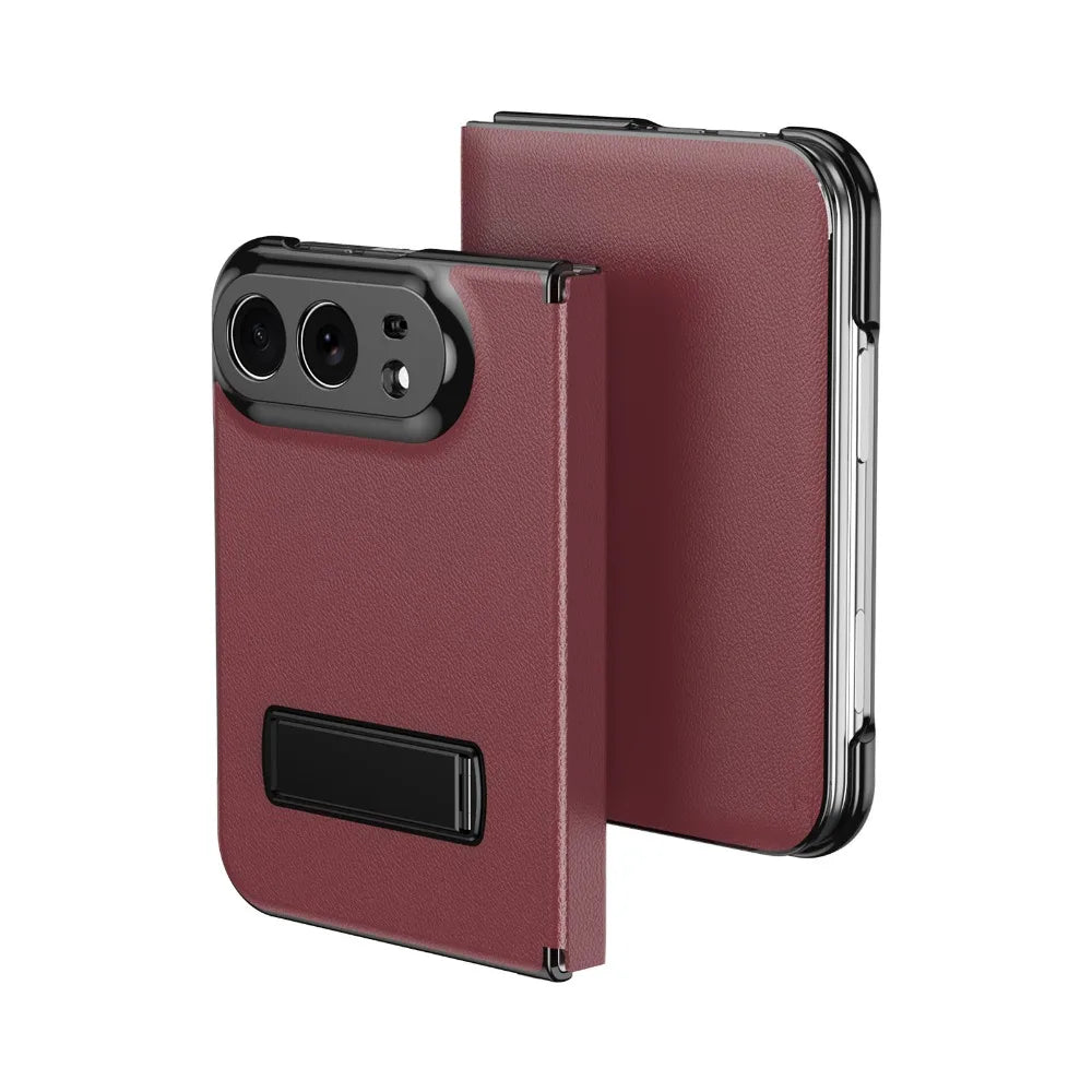 Luxury Leather Magnetic Alloy Bracket Phone Case For iPhone Duo 18 Fold Anti-Drop Shockproof Protective Cover 2 sold byBaiYiS Di