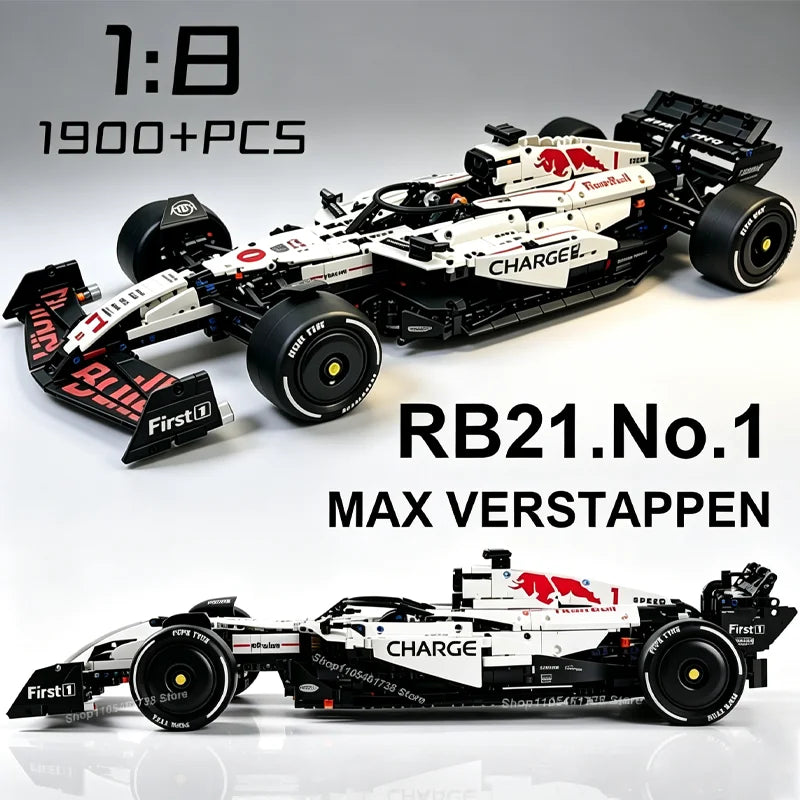 2026 NEW MK6025 Technical Classic Performance 1900+Pcs RB21 White Sports Car Building Blocks MOC DIY Assembly Model Boy Toy Gift