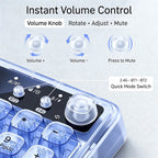 Transparent Wireless Gaming Keyboard, Tri‑Mode 2.4G/BT/USB‑C, 99‑Key 1800 Compact Layout, RGB Clear PC Keycaps, Mechanical‑Like Typing Feel for Office & Desk Setup