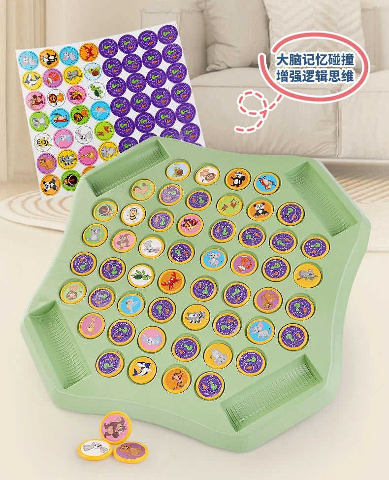 Kids Memory Game Educational Flip Board Toy Animal Fruit Dinosaur Logical Thinking Multi‑Player Learning Gift for 3‑6 Years Old